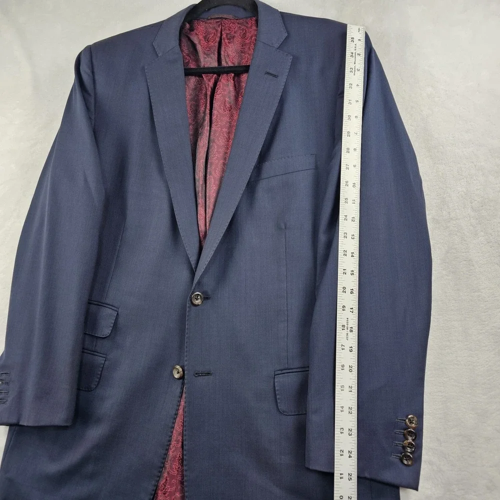 Holland & Sherry Bespoke Blazer Mens 44L Navy Blue Jacket Coat Surgeon Cuffs
